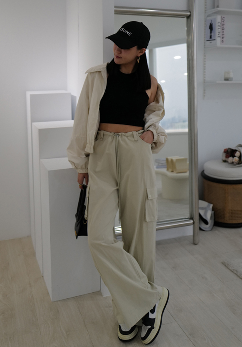 抽繩超寬工裝褲*3色