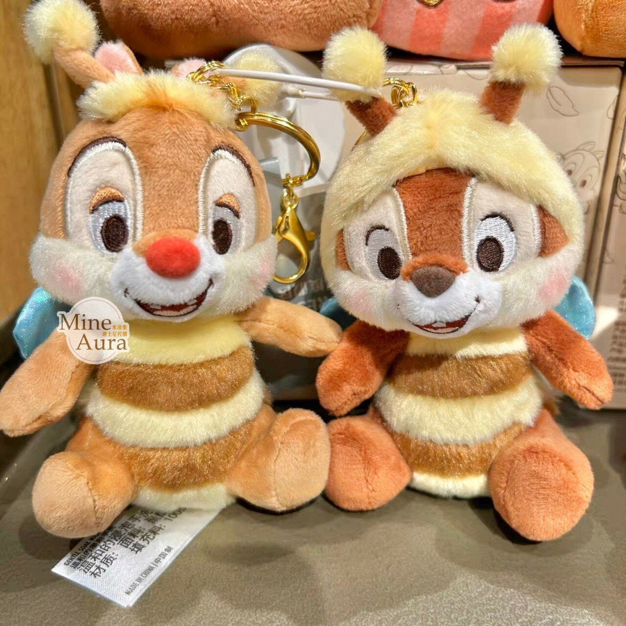 (限時特價) 奇奇蒂蒂 Chip 'n Dale 蜜語花香系列 蜜蜂造型 鑰匙圈 吊飾 -上海迪士尼樂園