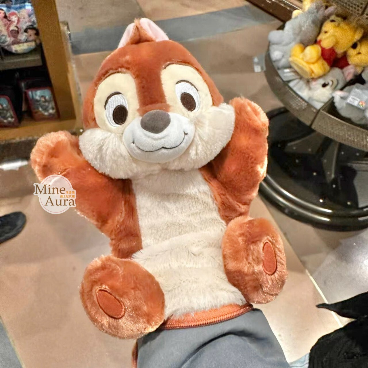 黑鼻 奇奇 Chip 絨毛造型 筆袋 收納袋 奇奇蒂蒂 Chip 'n Dale -上海迪士尼樂園