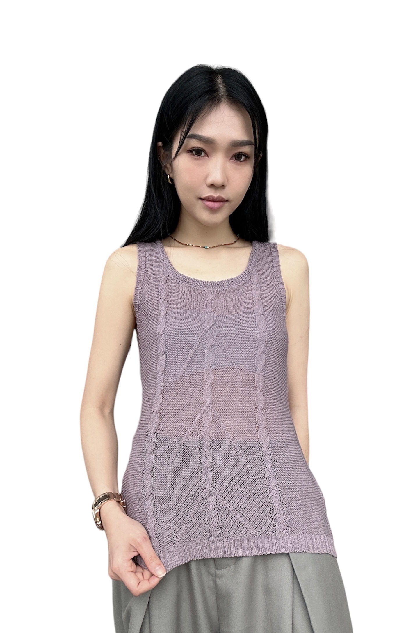 扭繩紋針織背心（*現貨款式）