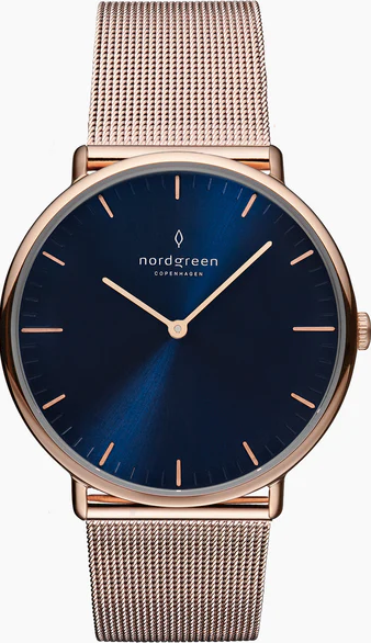 萬年鐘錶 - Nordgreen 北歐極簡風腕錶  ND手錶 Native 本真  藍面玫瑰金米蘭錶帶女錶  NR32RGMERONA  錶徑32MM