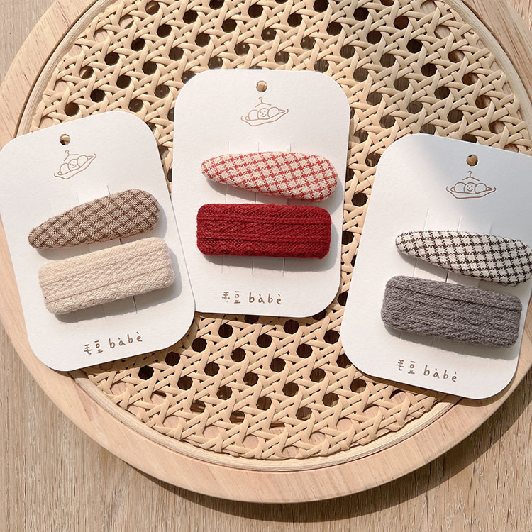 復古格紋麻花髮夾