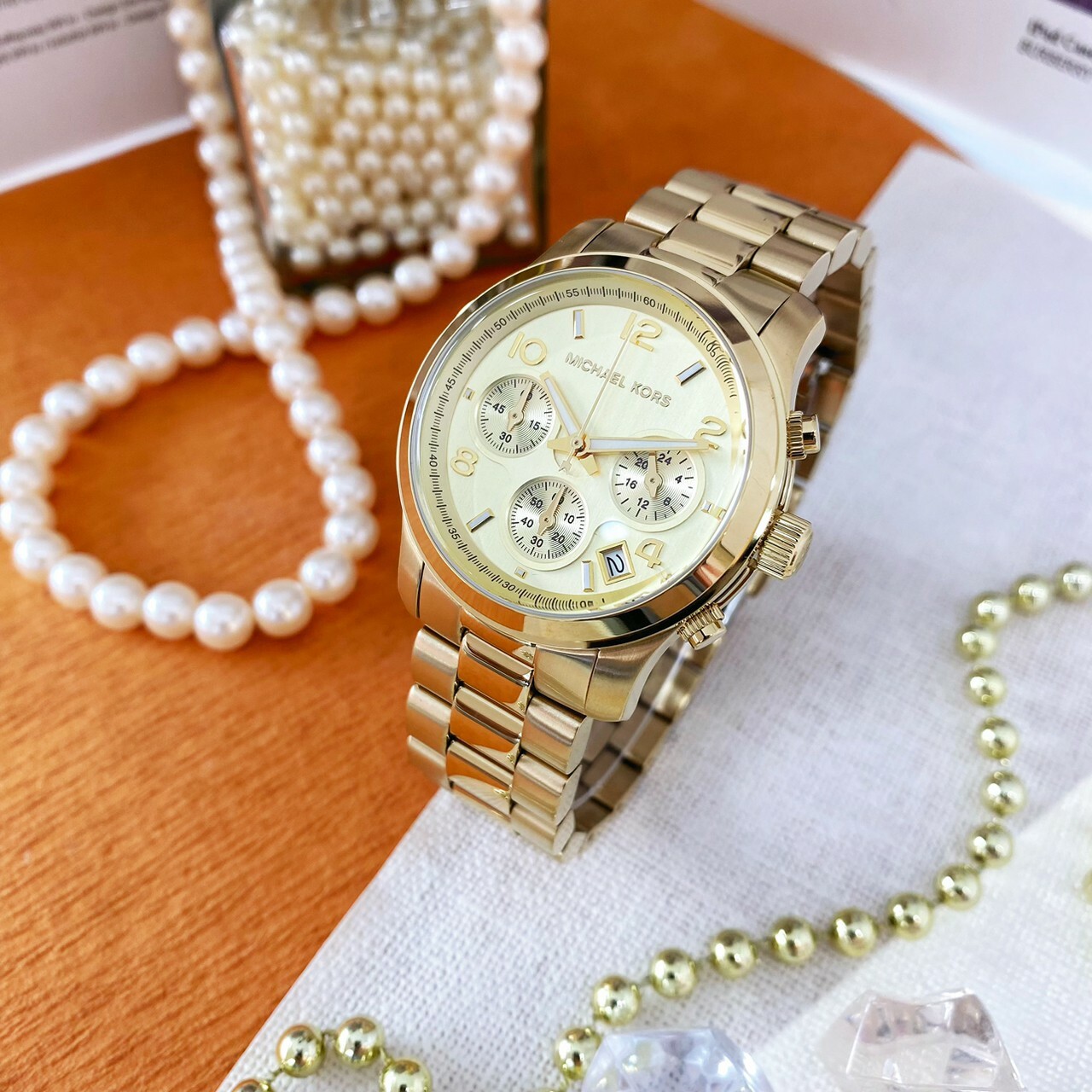 【MICHAEL KORS】耀眼金三眼女錶 MK7323 38mm 現代鐘錶