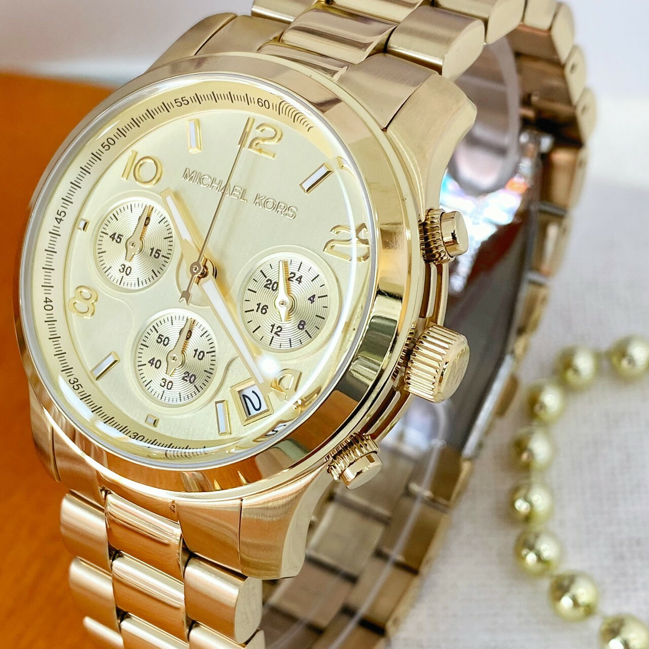 【MICHAEL KORS】耀眼金三眼女錶 MK7323 38mm 現代鐘錶