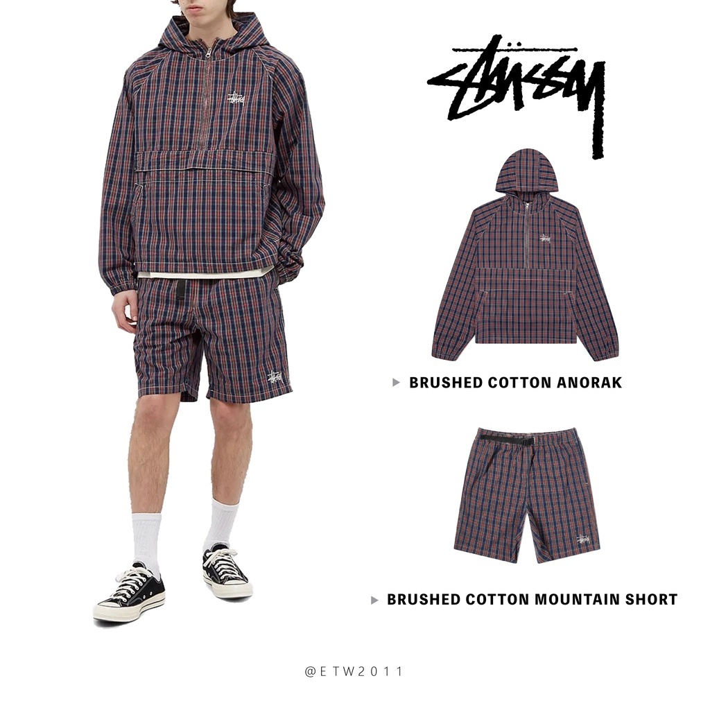 ☆ETW☆【一中店】STUSSY BRUSHED COTTON 套裝格紋格子休閒褲短褲衝鋒