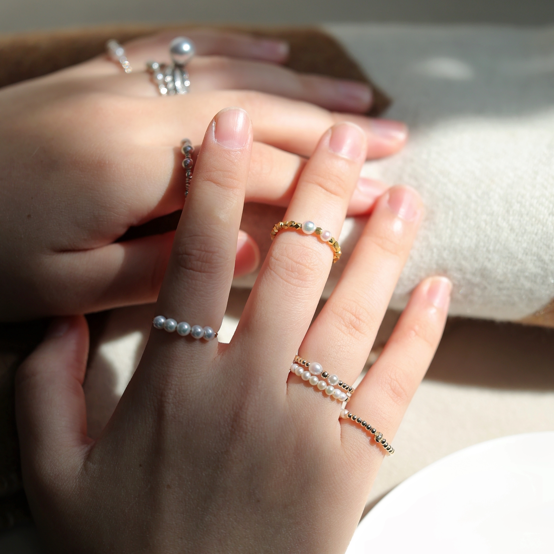 雙珠BABY AKOYA小金粒戒指（產品編號：RP003）