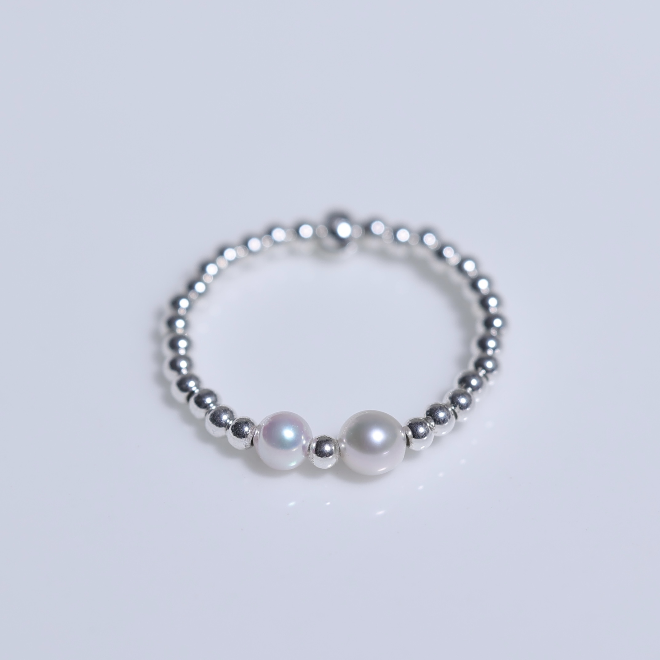 雙珠BABY AKOYA小銀珠純銀戒指（產品編號：RG003）