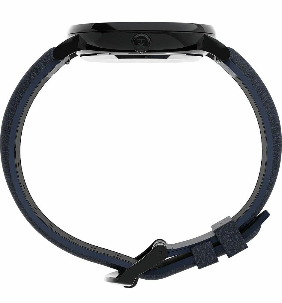 萬年鐘錶 - TIMEX 天美時  INDIGLO 冷光燈 全黑素面簡約皮革款男錶 TW2U89100  錶徑41MM