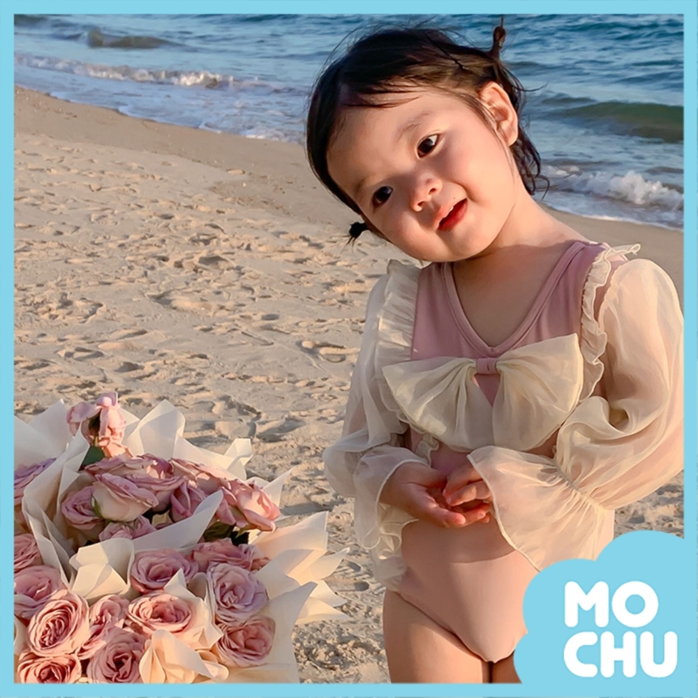 蕾絲大蝴蝶結連身泳裝