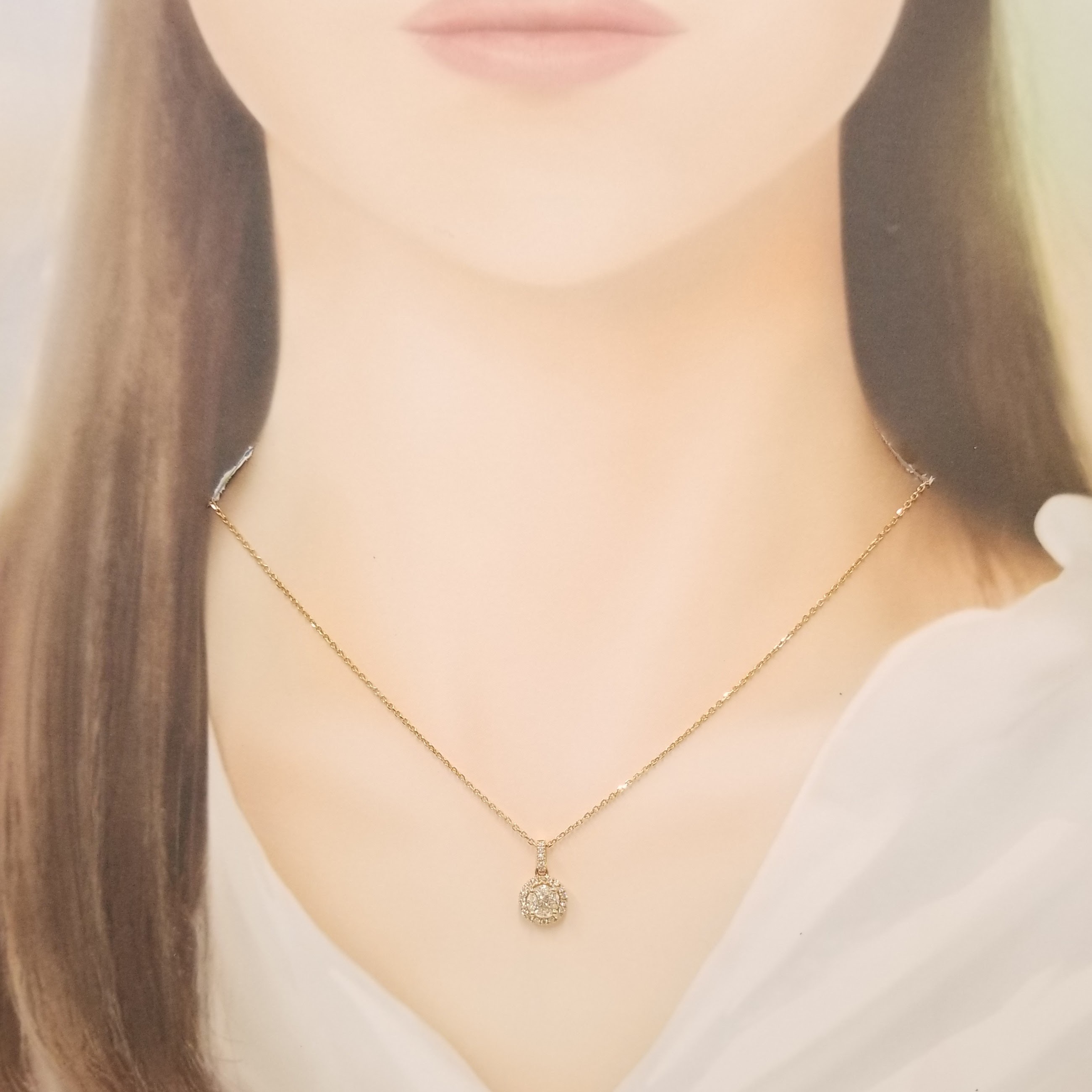 全新18K玫瑰金43份鑽石吊墜