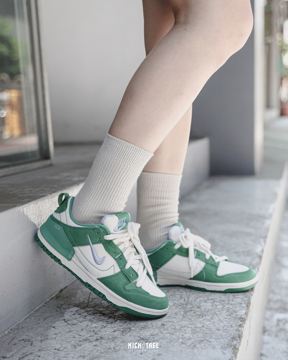 女鞋NIKE W DUNK LOW Disrupt 2 Malachite 白綠雙勾解構休閒鞋【DH