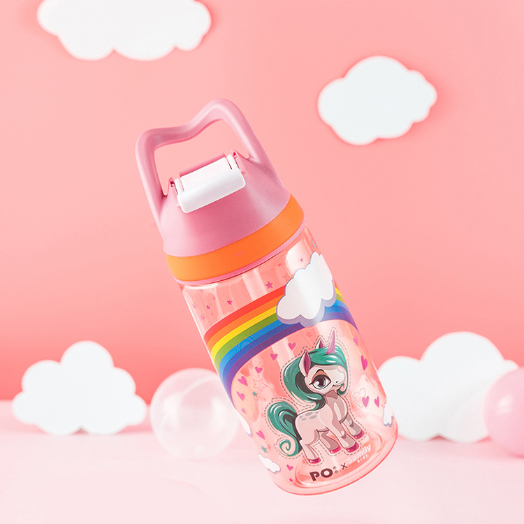 PO: 丹麥兒童Tritan防漏水壺350ml(粉-獨角獸)