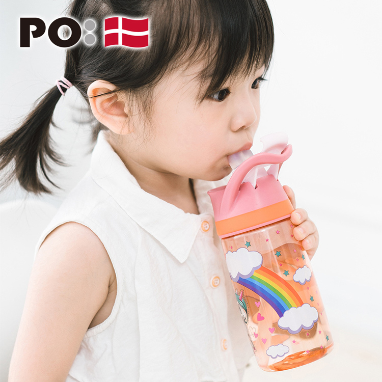 PO: 丹麥兒童Tritan防漏水壺350ml(粉-獨角獸)