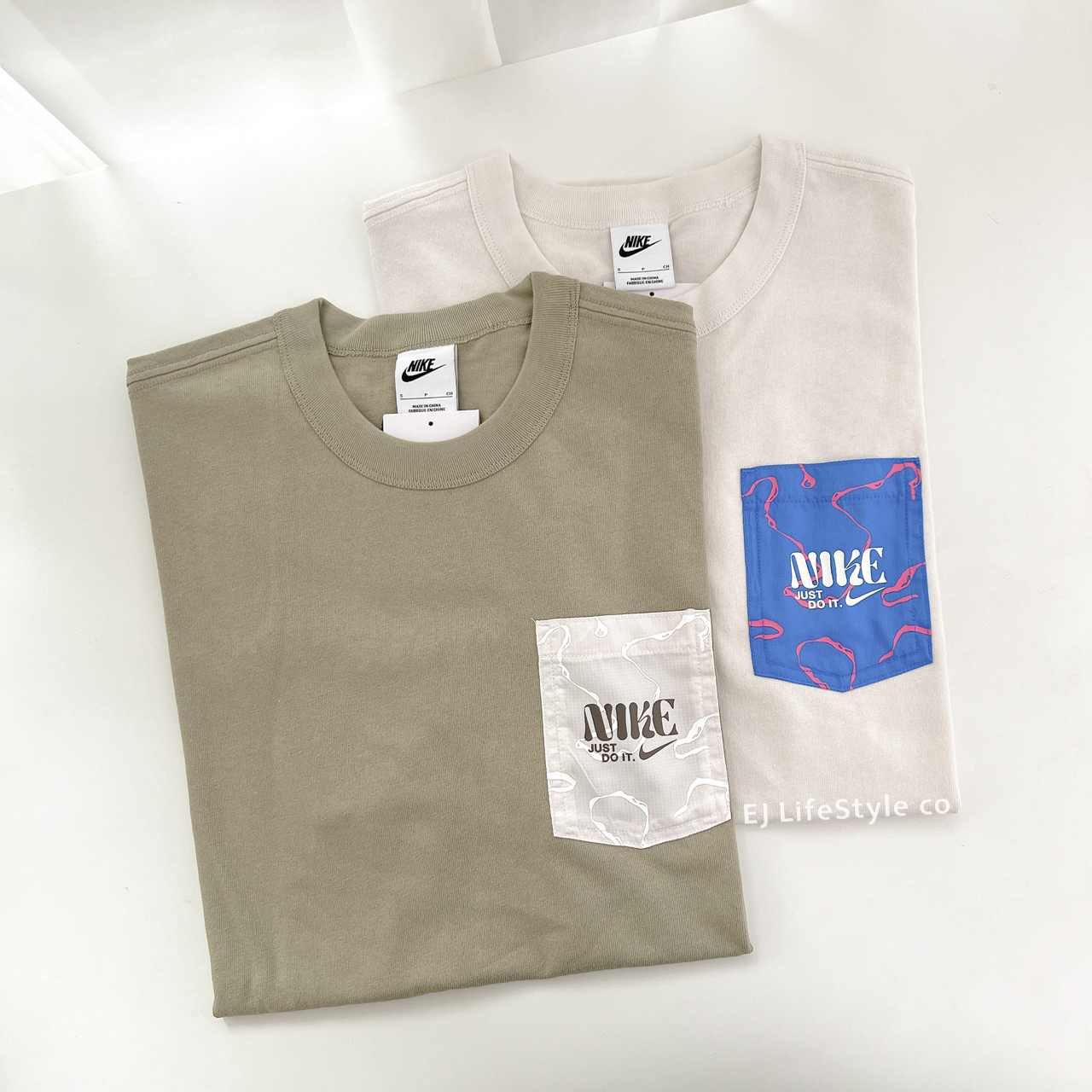 NIKE NSW JDI TEE 水波紋 LOGO 胸前口袋 短袖 墨綠 FJ7681-276 米白 FJ7681-030 / 現貨