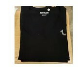 [S] TRUE RELIGION CRYSTAL ARCHED LOGO V NECK TEE,JET BLACK, 206261-JET BLACK, FINAL SALE (STR114)