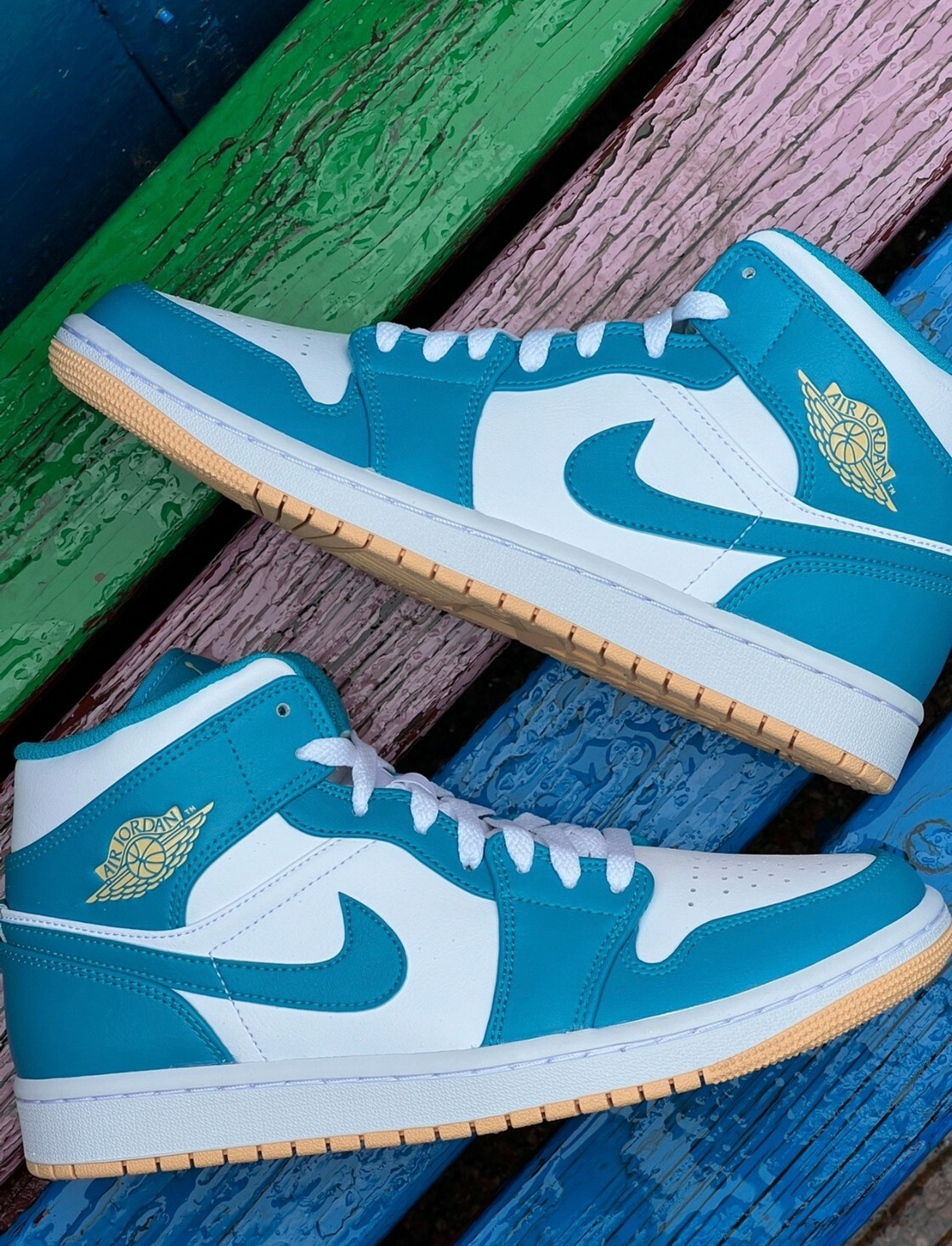 Jordan Air Jordan 1 Mid 北卡藍 黃底 藍球鞋 板鞋 休閒鞋 男 APR-