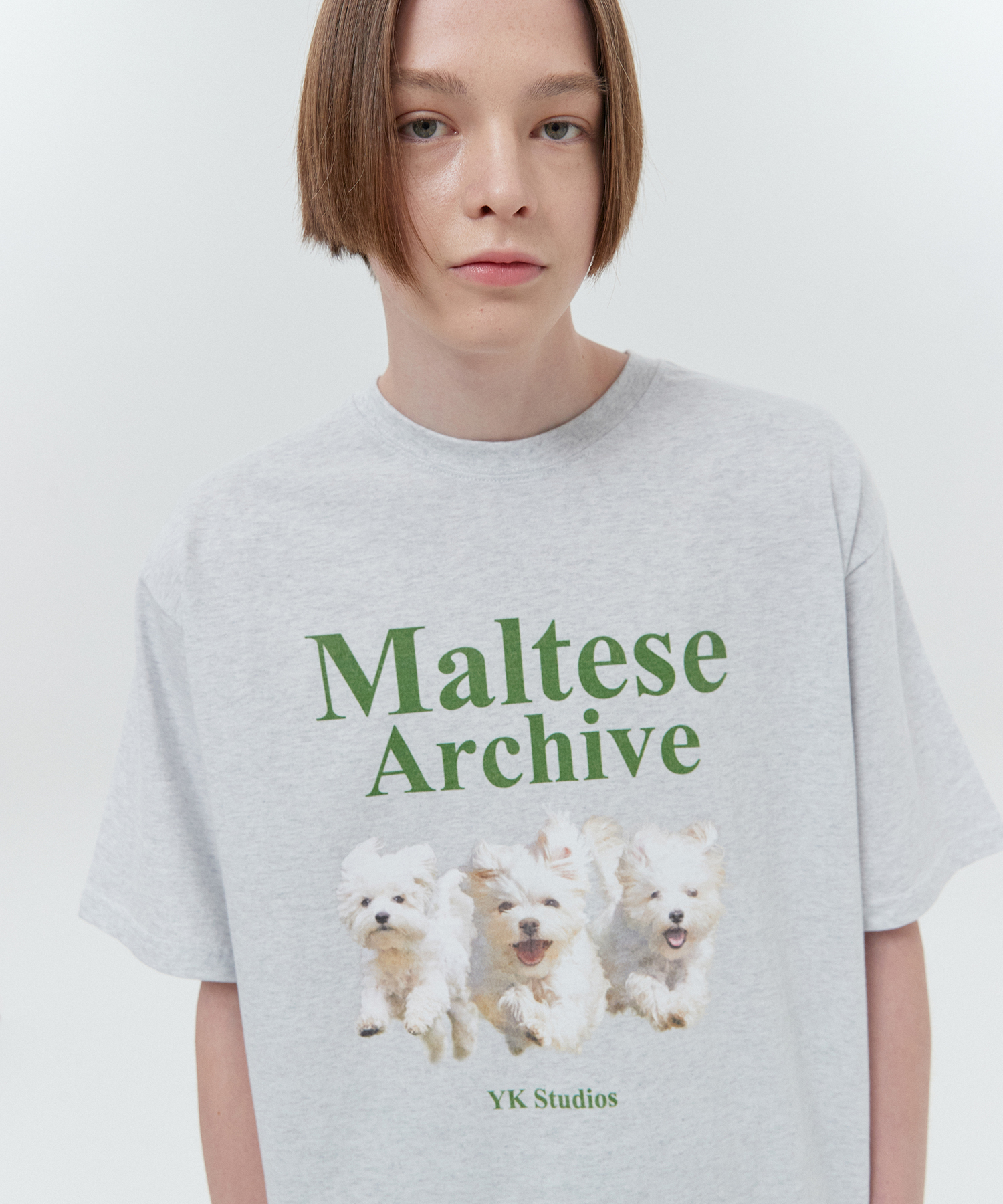 WAIKEI - Maltese archive half sleeve tshirt (MELANGE WHITE)