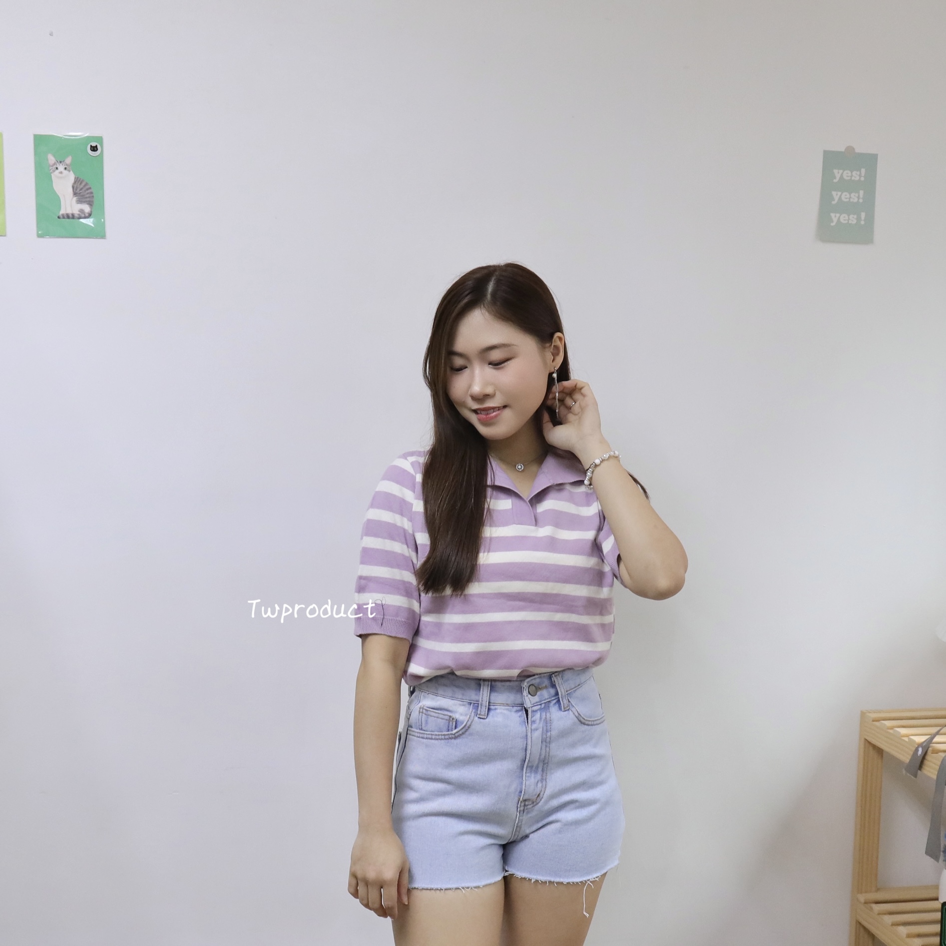 ✨ ||TOP372|| 青春反領橫紋隨意Top