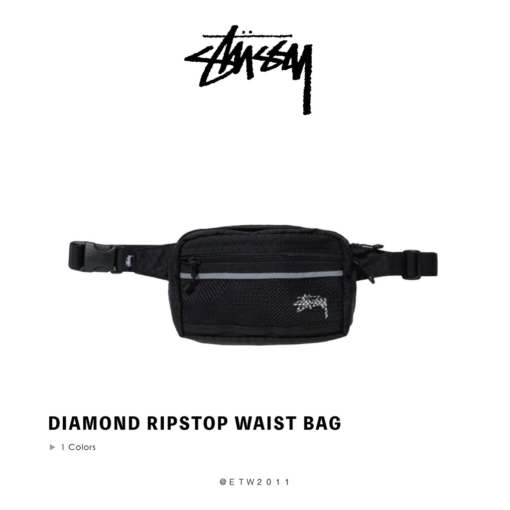 ☆ETW☆【EASY TO WEAR】STUSSY Diamond Ripstop Waist Bag 腰包 黑色 現貨