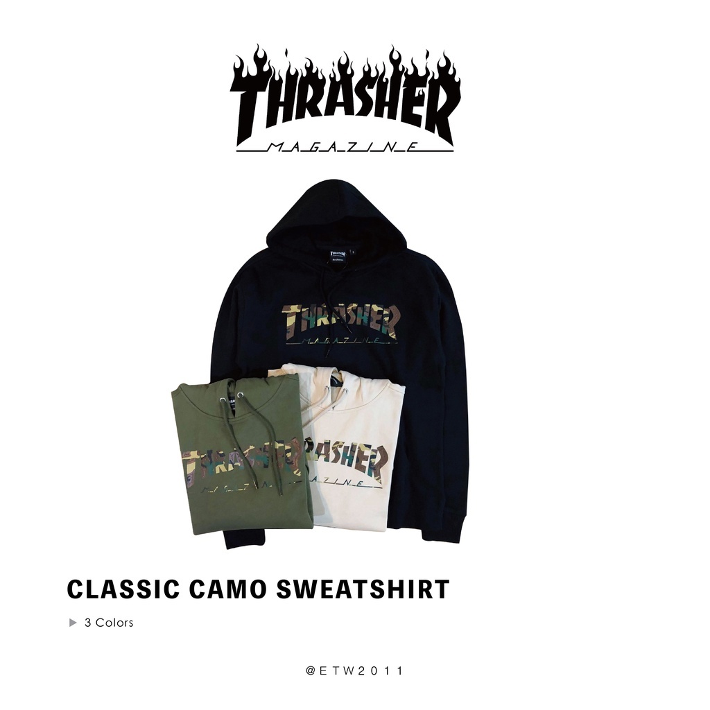 ☆ETW☆【EASY TO WEAR】日線 THRASHER CLASSIC CAMO SWEATSHIRT 迷彩 帽T 現貨