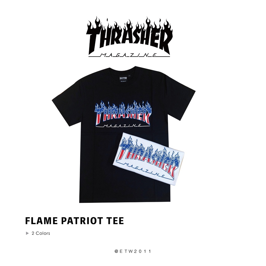 ☆ETW☆【EASY TO WEAR】限量 日本支線 THRASHER FLAME PATRIOT TEE 愛國者 美國國旗 短T 現貨
