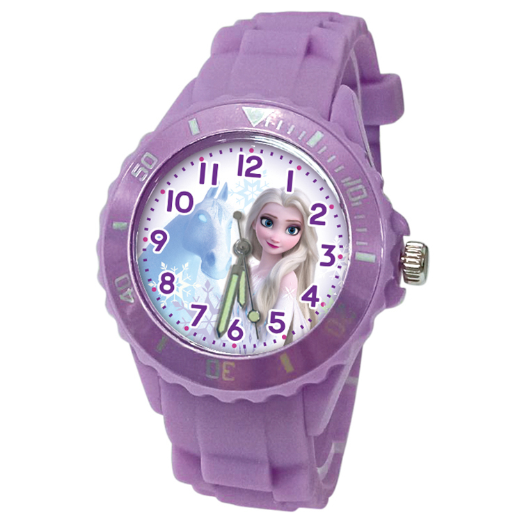 【迪士尼】冰雪奇緣勇敢艾莎運動彩帶錶 (粉紫色)