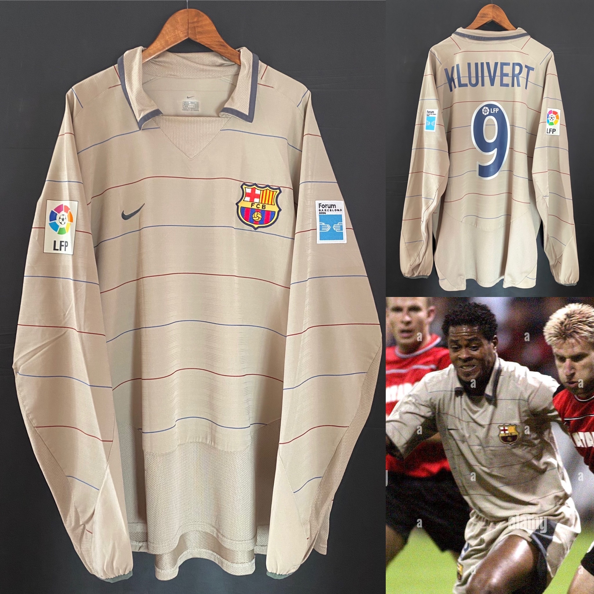 (更衣室版) 巴塞隆拿 2003-2004 Nike 作客長䄂更衣室球員版球衣 #9 KLUIVERT