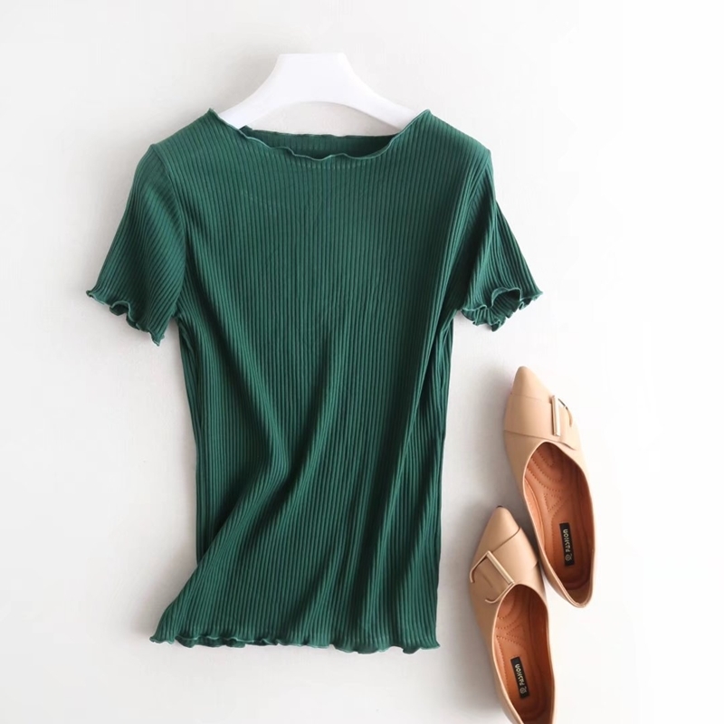 木耳邊彈性柔棉上衣 五色