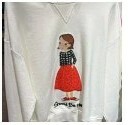 [S] YSW CHARACTER GIRL SHOULD BE HAPPY PRINT LONG SLEEVE PULLOVER,WHITE, H4WSW21WHRA (SYW147)