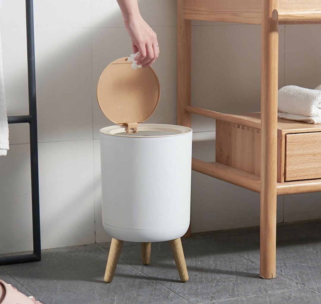 木紋高腳垃圾桶7L
