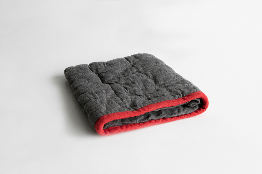 Lino e Lina-方形隔熱手套/灰底紅邊