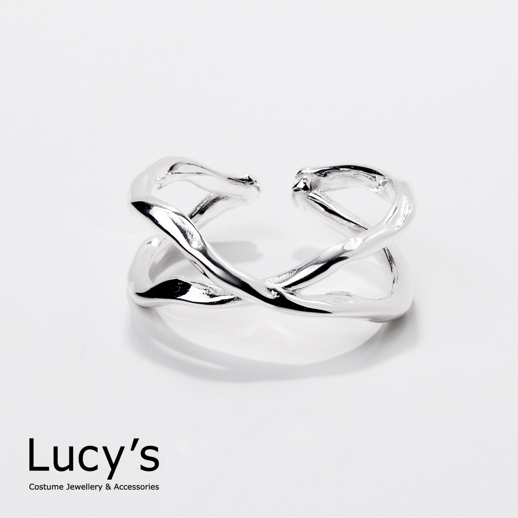 925純銀 交岔壓紋 開口戒 (94917)