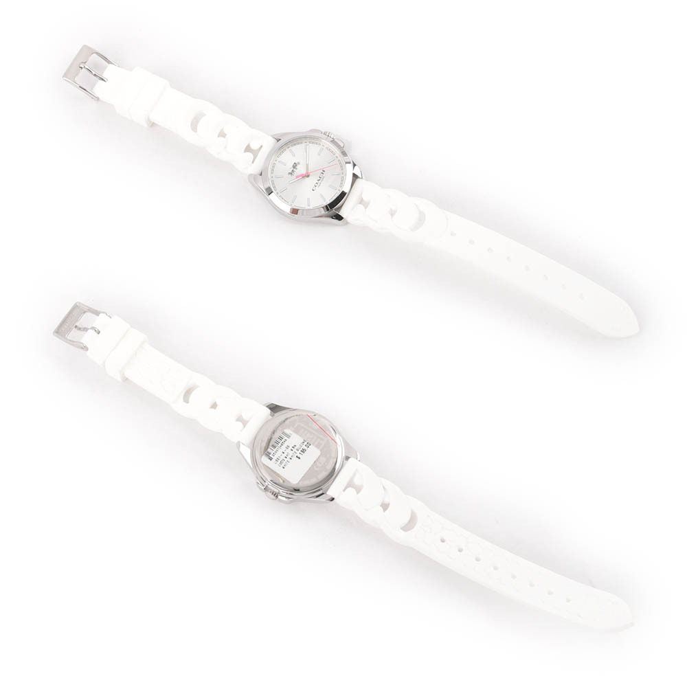 【COACH】Libby 標誌馬車圖案橡膠錶帶女錶(白色) C9578 WHT