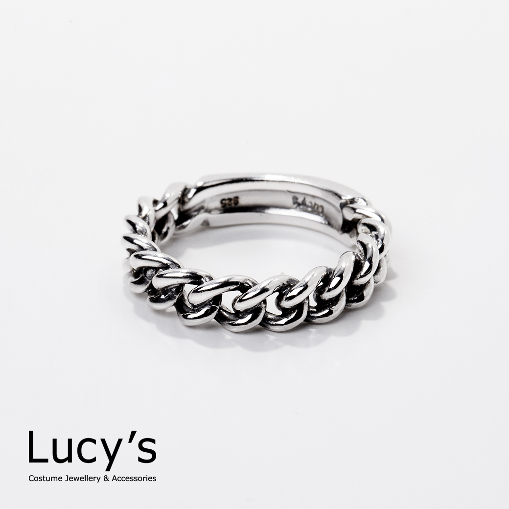 925純銀 半圈鍊條 戒指 (106490)