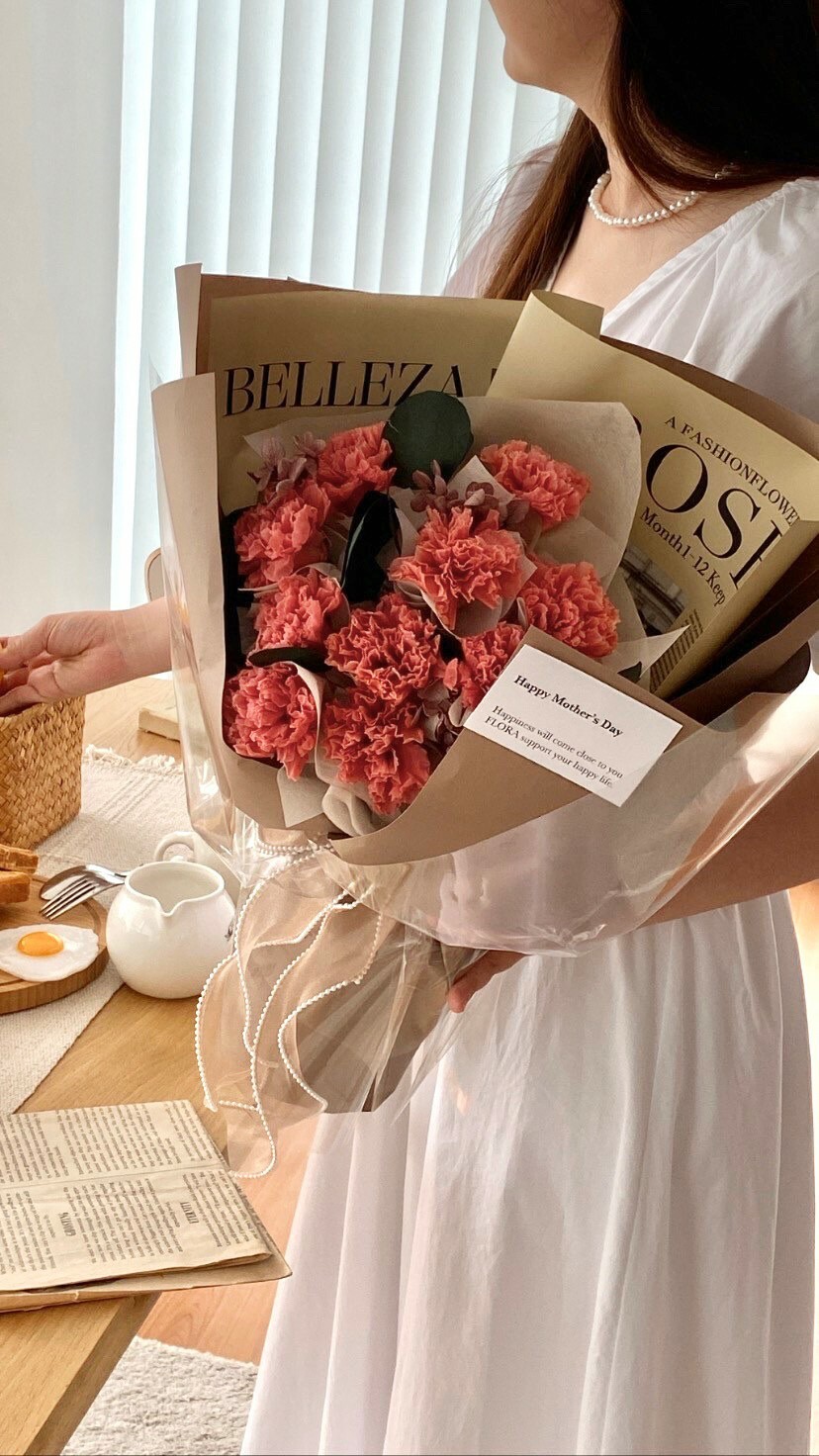 康乃馨永生花束-法式優雅