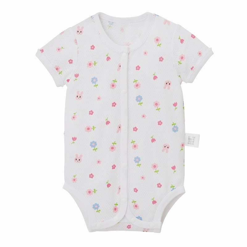 兔花短袖網布緊身嬰兒内衣