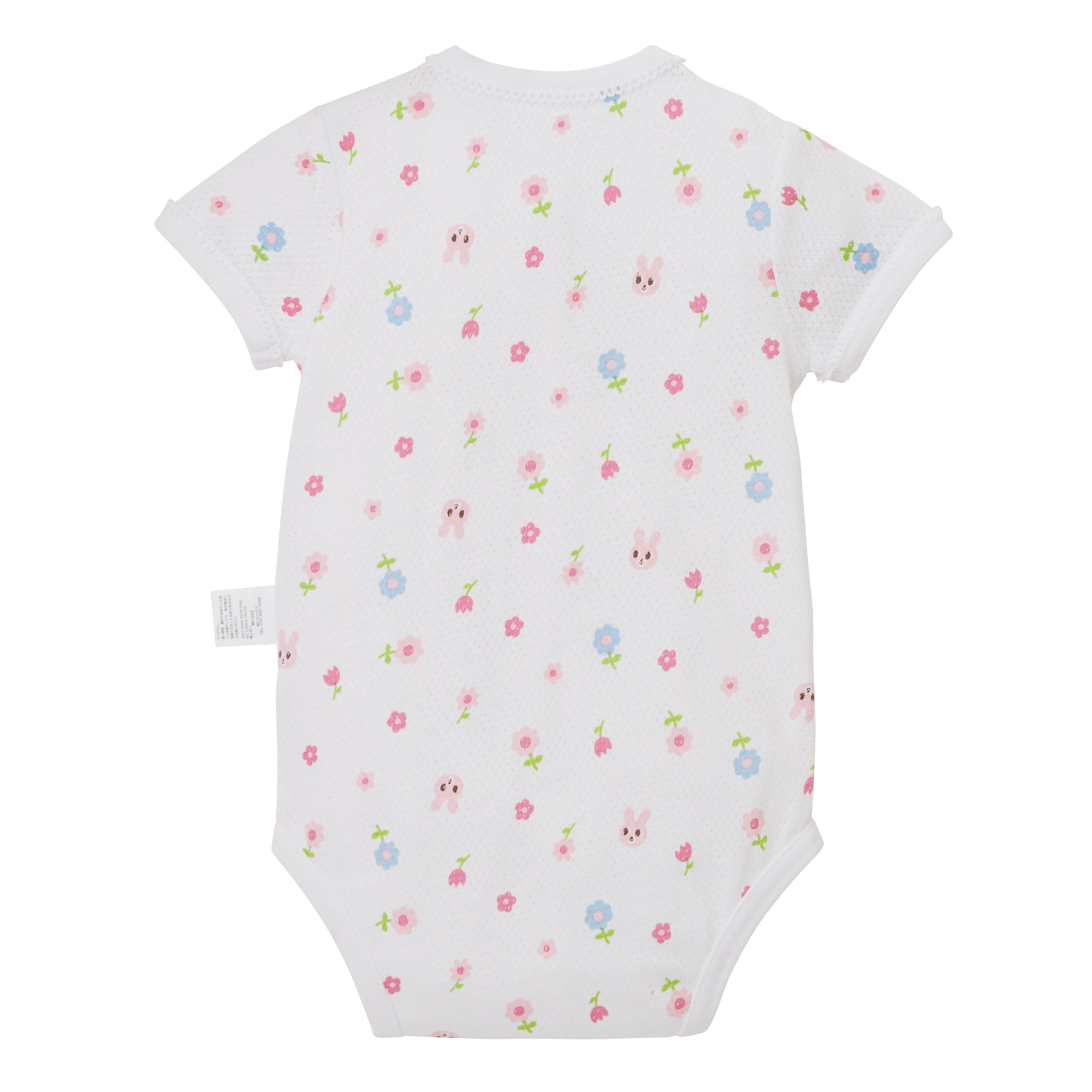 兔花短袖網布緊身嬰兒内衣