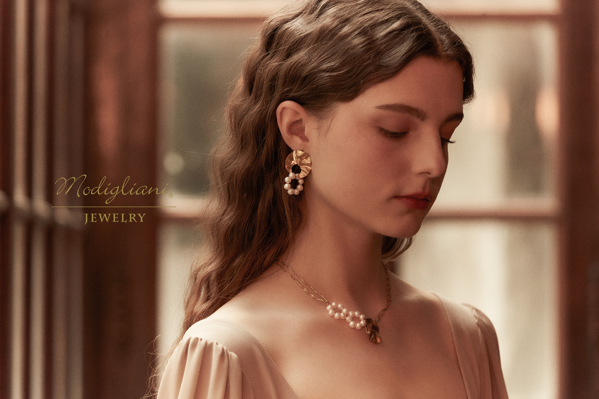 黃銅飾品,黃銅,氣質,天然珍珠,耳環,幾何,垂墜式耳環,