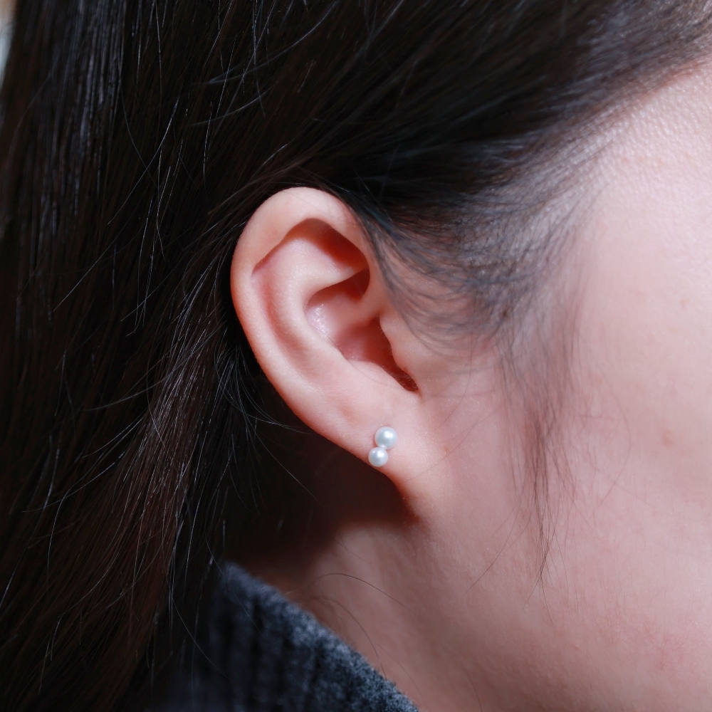 Baby珠小雲朵款耳環（雙珠）（產品編號：EP003）