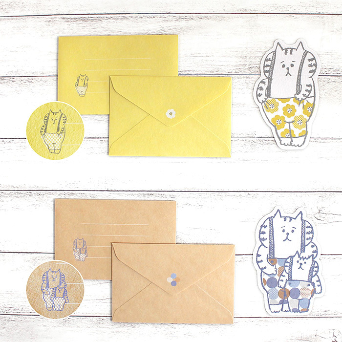 Mind Wave Die-cut Letter and Envelope Set－Gorogoro Nyansuke Series (Japanese Stationery Brand)