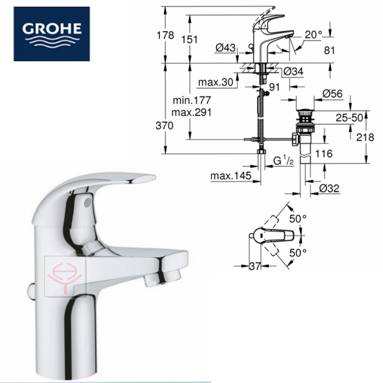 GROHE BAUCURVE 面盆龍頭 32805000