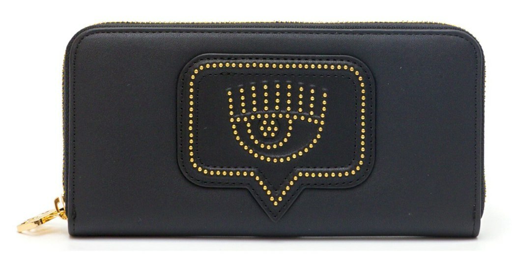 [S] CHIARA FERRAGNI 74SB5PA1 ZS518PL9 EYELIKE STUDS LONG WALLET,BLACK/GOLD, 8052672427069 (SCF194)