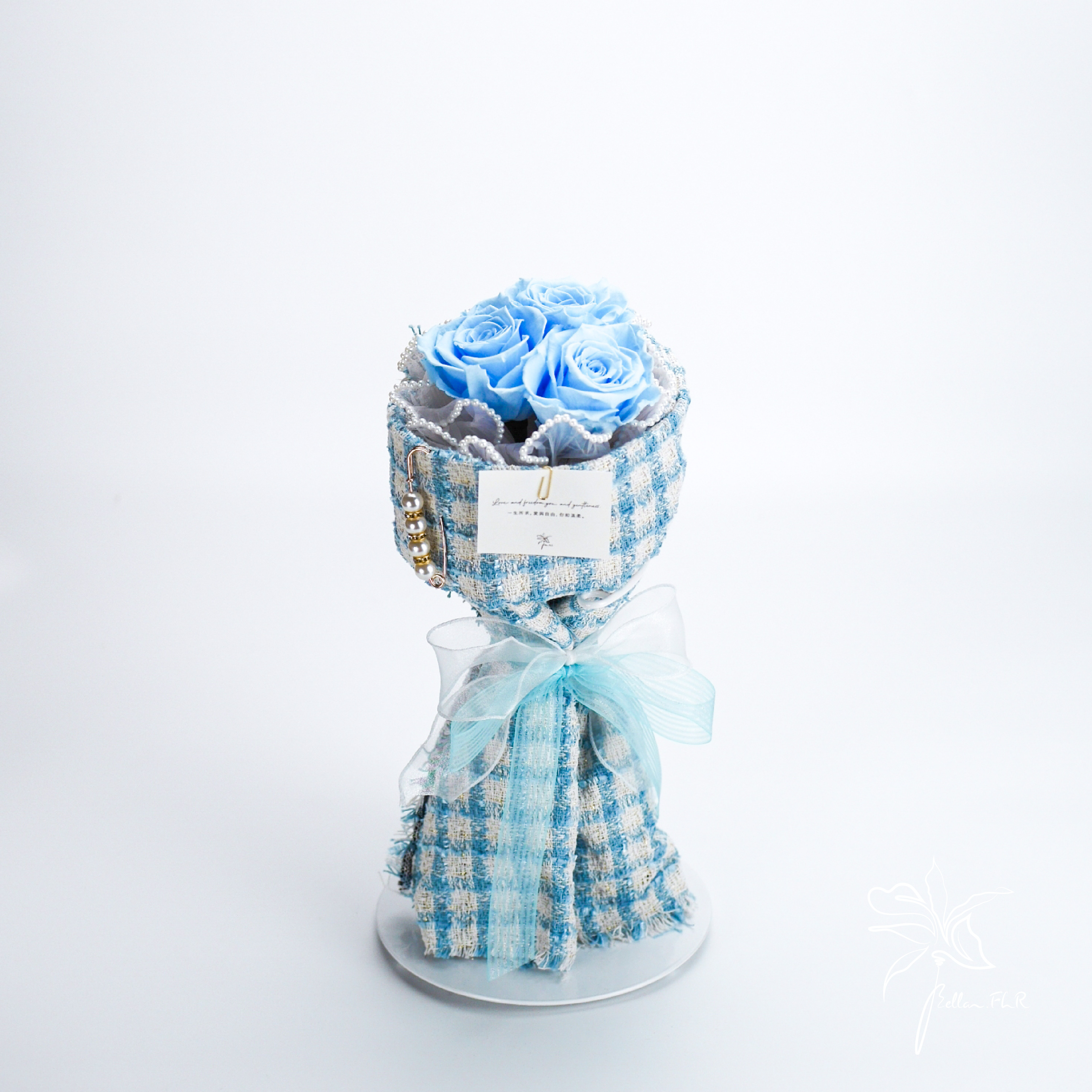 【就喜歡你香香的】3朵永生玫瑰花束-藍玫瑰