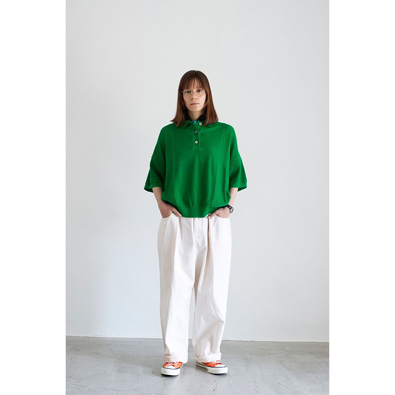 トップス YASHIKI / Tsubomi Knit Polo YASHIKI - 【ラスト1点】Tsubomi Knit Polo(GREIGE) | Salty