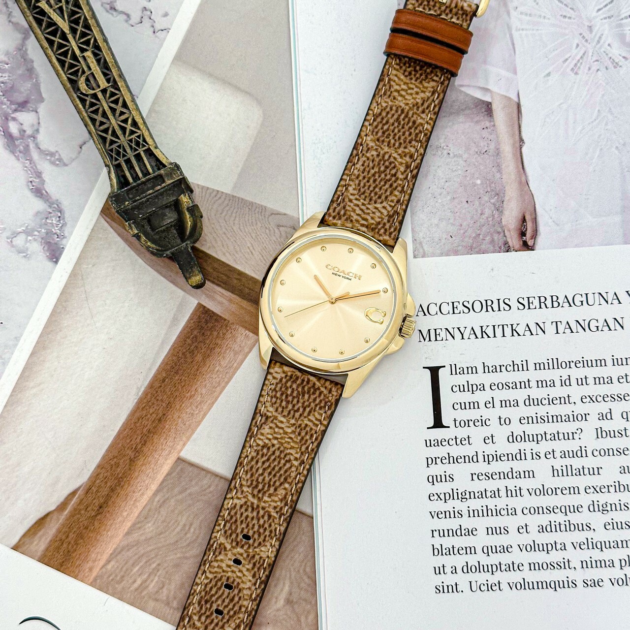 【COACH】Greyson C字皮帶女錶 CO14504111 36mm 現代鐘錶