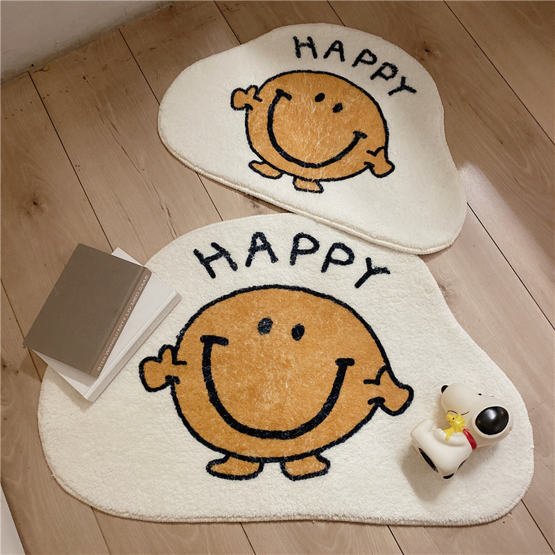 《1953》半圓不規則笑臉happy地墊((仿羊絨))