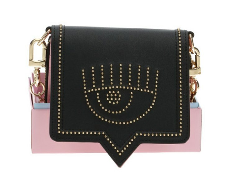 [S] CHIARA FERRAGNI 74SB5PA2 ZS518PL9 EYELIKE SHORT WALLET ON CHAIN,BLACK/GOLD, 8052672427137 (SCF201)