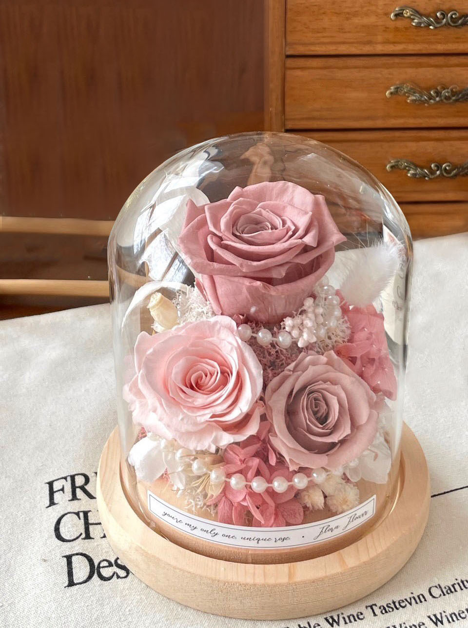 永生花夜燈 -珍珠粉