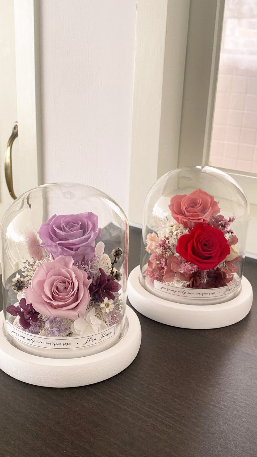 迷你款永生花夜燈(兩色)- 唯美