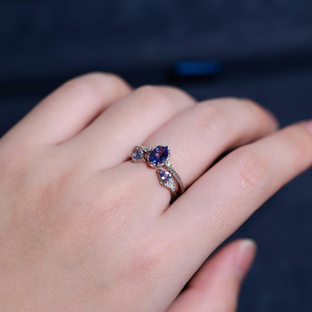 坦桑石純銀戒指 款式四（產品編號：R39004）